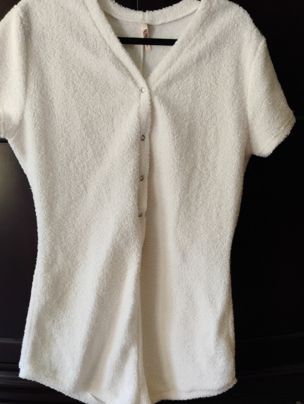 Roma Cream Short Sleeve Bouclé Snap-Front Top Roma Confidential